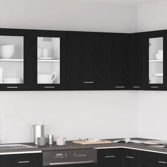Wybór klientów Czarna Dąb Wisząca Szafka 50x31x60 cm, wykonana z drewna inżynieryjnego Lumarko! - Hurtownia wielobranżowa Lumarko