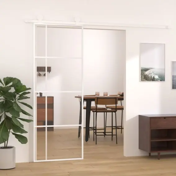Popularny Drzwi przesuwne, szkło ESG i aluminium, 76x205 cm, białe Lumarko! - Hurtownia wielobranżowa Lumarko