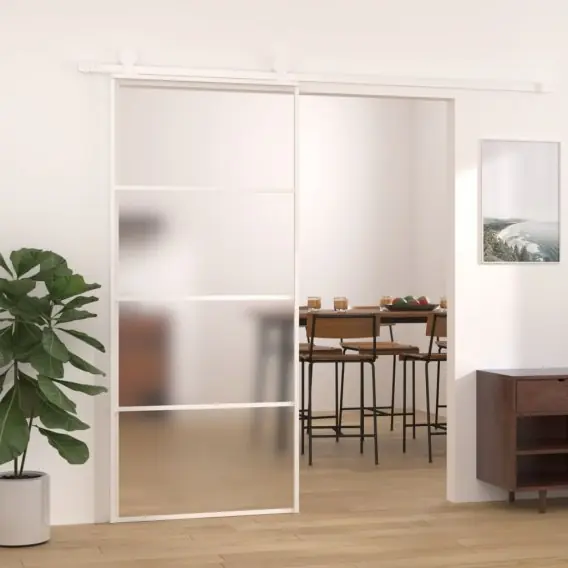 Wyjątkowa oferta Drzwi przesuwne, szkło ESG i aluminium, 90x205 cm, białe Lumarko! - Hurtownia wielobranżowa Lumarko