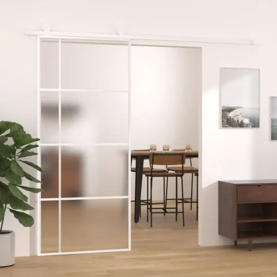 Hit sprzedaży Drzwi przesuwne, szkło ESG i aluminium, 90x205 cm, białe Lumarko! - Hurtownia wielobranżowa Lumarko