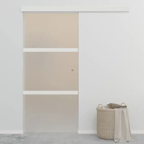 Bezpieczne zakupy Drzwi przesuwne, szkło ESG i aluminium, 90x205 cm, srebrne Lumarko! - Hurtownia wielobranżowa Lumarko