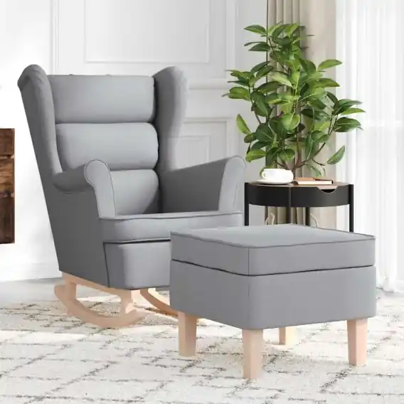 Oferta czasowa Fotel bujany z podnóżkiem, jasnoszary, tkanina Lumarko! - Hurtownia wielobranżowa Lumarko
