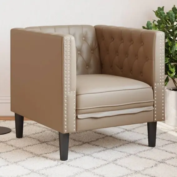 Fotel Chesterfield, cappuccino, tapicerowany sztuczną skórą Lumarko! Lumarko! - Hurtownia wielobranżowa Lumarko Tani
