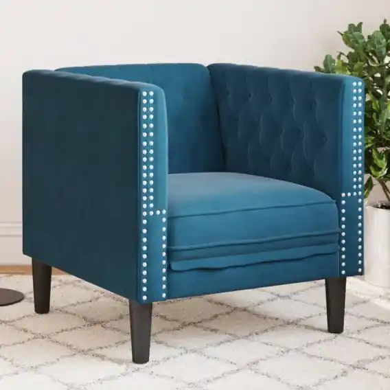 Tylko do końca tygodnia Fotel Chesterfield, niebieski, tapicerowany aksamitem Lumarko! Lumarko! - Hurtownia wielobranżowa Lumarko