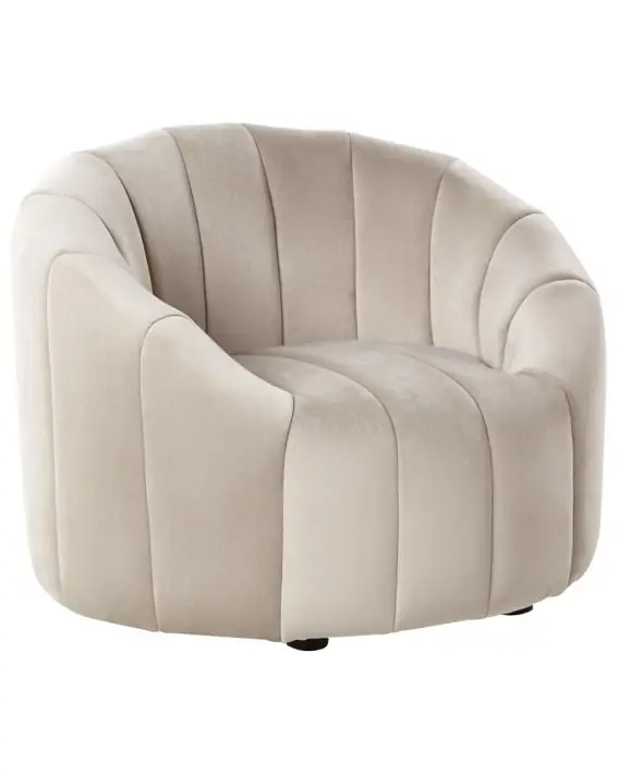 Fotel MALUNG Welur Beżowy - elegancki fotel retro Lumarko Zniżka