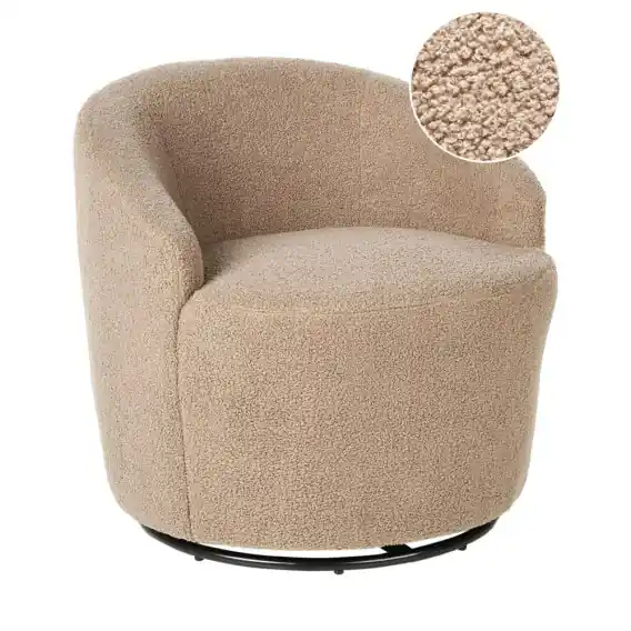 Wyjątkowa oferta Fotel obrotowy DAVIK Boucle Beżowoszary - elegancki Lumarko
