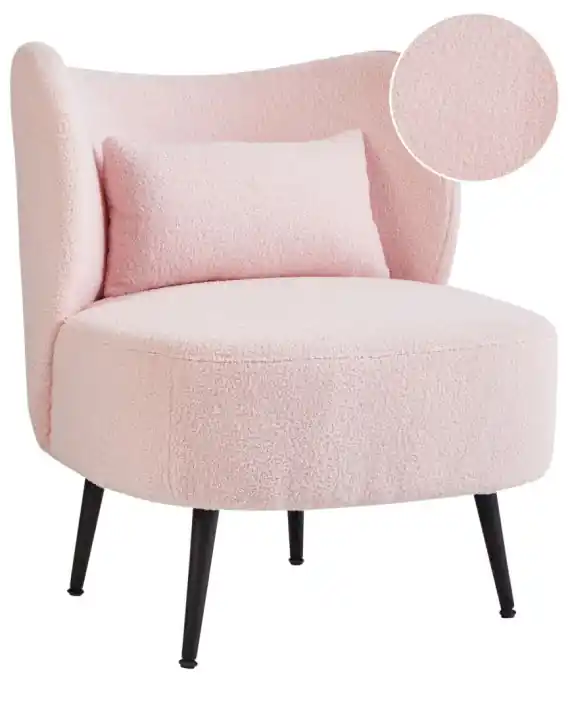 Premium Fotel OTSBY Boucle Pastelowy róż Lumarko