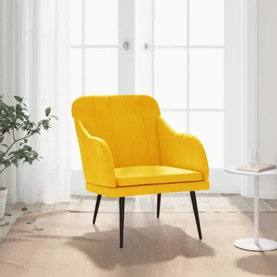 Nowy Fotel, żółty, 63x76x80 cm, obity aksamitem Lumarko! - Hurtownia wielobranżowa Lumarko