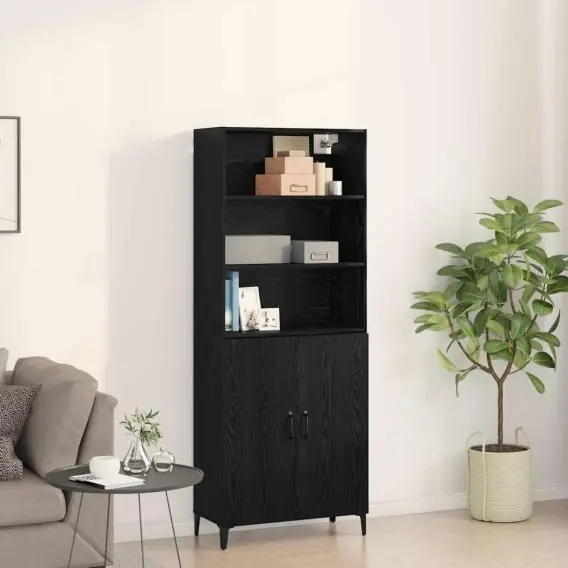 Highboard Czarny Dąb 69,5 x 32,5 x 180 cm - Hurtownia wielobranżowa Lumarko Do wyczerpania zapasów