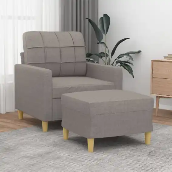 Niska cena Fotel z podnóżkiem, taupe, 60 cm, obity tkaniną Lumarko! - Hurtownia wielobranżowa Lumarko