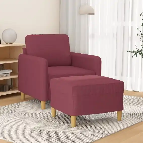 Nie przegap Fotel z podnóżkiem, winna czerwień, 60 cm, obity tkaniną Lumarko! - Hurtownia wielobranżowa Lumarko
