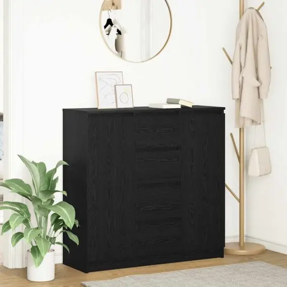 Komoda z szufladami Czarny dąb 100,5x35x98,5 cm Drewno klejone Lumarko! - Hurtownia wielobranżowa Lumarko Kup online