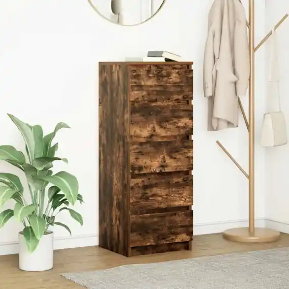 Popularny Komoda z szufladami Dąb wędzony 37,5x35x99 cm Drewno klejone Lumarko! - Hurtownia wielobranżowa Lumarko