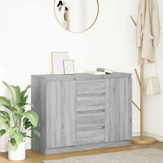Komoda z szufladami Szara Sonoma 100,5x35x76 cm Drewno klejone Lumarko! - Hurtownia wielobranżowa Lumarko Popularny