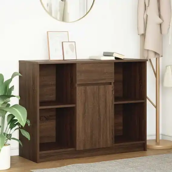 Komoda z szufladą Brązowy dąb 101x35x76 cm Drewno klejone Lumarko! - Hurtownia wielobranżowa Lumarko Szybka dostawa