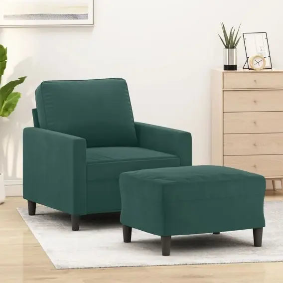 Ograniczona ilość Fotel z podnóżkiem, ciemnozielony, 60 cm, obity aksamitem Lumarko! - Hurtownia wielobranżowa Lumarko