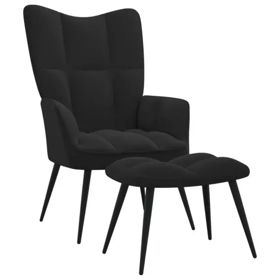 Oferta Fotel z podnóżkiem, czarny, obity aksamitem Lumarko! - Hurtownia wielobranżowa Lumarko
