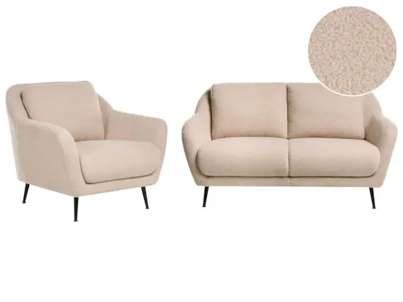 Oferta Komplet wypoczynkowy EIBY Boucle Beżowy Lumarko