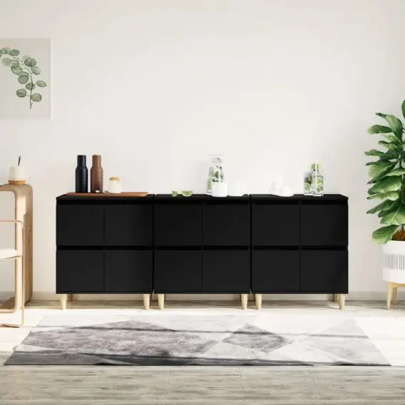 Nowy Komody, 3 szt., czarne, 60x35x70 cm, materiał drewnopochodny Lumarko! - Hurtownia wielobranżowa Lumarko