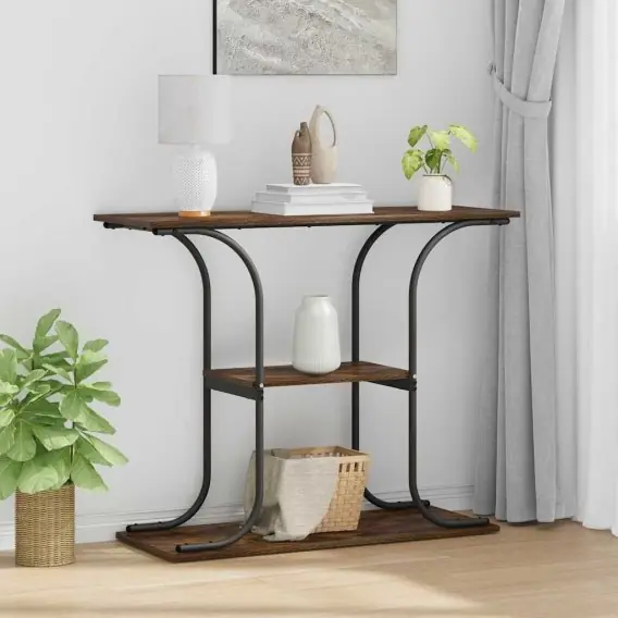 Konsola Wędzony dąb 101 x 35 x 80.5 cm Materiał drewnopochodny Lumarko! - Hurtownia wielobranżowa Lumarko Nowość