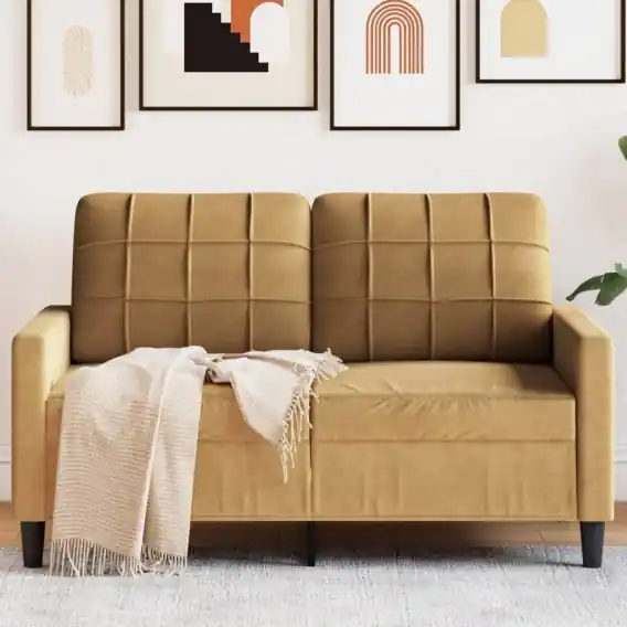 Sofa 2-osobowa, brązowy, 120 cm, tapicerowana aksamitem Lumarko! Lumarko! - Hurtownia wielobranżowa Lumarko Taniej