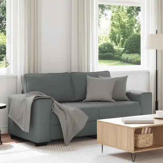 Sofa 2-osobowa, ciemnoszara, 140 cm, tapicerowana tkaniną Lumarko! Lumarko! - Hurtownia wielobranżowa Lumarko Oferta limitowana