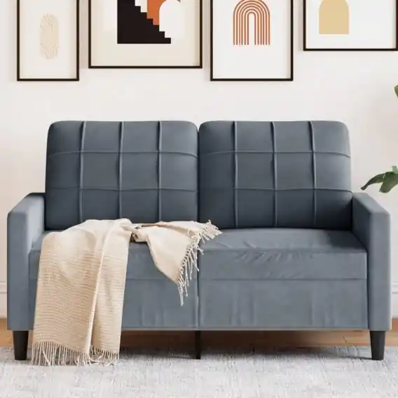 Sofa 2-osobowa, ciemnoszary, 120 cm, tapicerowana aksamitem - Hurtownia wielobranżowa Lumarko Tylko dziś