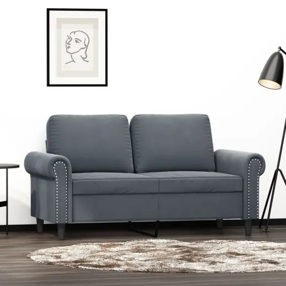 Szybka dostawa Sofa 2-osobowa, ciemnoszary, 120 cm, tapicerowana aksamitem Lumarko! - Hurtownia wielobranżowa Lumarko