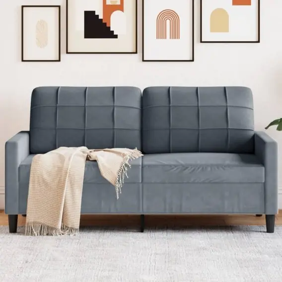 Sofa 2-osobowa, ciemnoszary, 140 cm, tapicerowana aksamitem Lumarko! - Hurtownia wielobranżowa Lumarko Darmowy zwrot