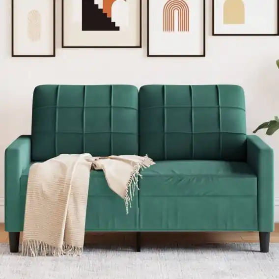 Sofa 2-osobowa, ciemnozielona, 120 cm, tapicerowana aksamitem Lumarko! Lumarko! - Hurtownia wielobranżowa Lumarko Oferta czasowa