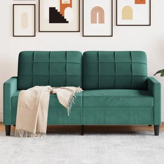 Super okazja Sofa 2-osobowa, ciemnozielona, 140 cm, tapicerowana aksamitem - Hurtownia wielobranżowa Lumarko