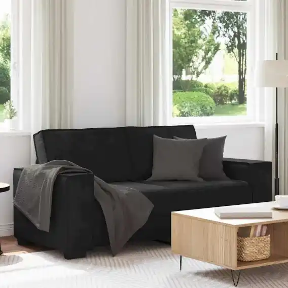 Sofa 2-osobowa, czarna, 140 cm, tapicerowana aksamitem Lumarko! - Hurtownia wielobranżowa Lumarko Bestseller