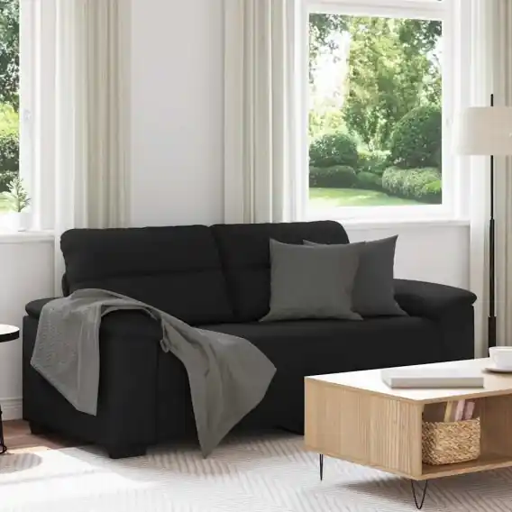 Sofa 2-osobowa, czarna, 140 cm, tapicerowana tkaniną Lumarko! - Hurtownia wielobranżowa Lumarko Kup online