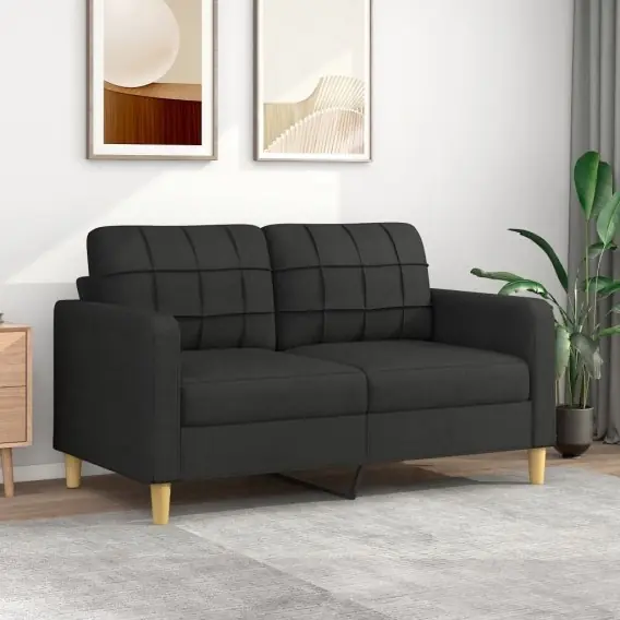 Taniej Sofa 2-osobowa, czarna, 140 cm, tapicerowana tkaniną Lumarko! - Hurtownia wielobranżowa Lumarko