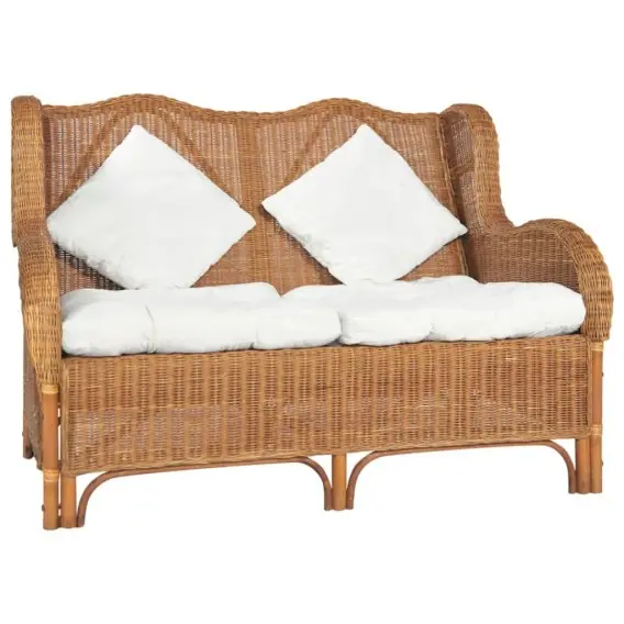 Sofa 2-osobowa, jasnobrązowa, naturalny rattan i len Lumarko! - Hurtownia wielobranżowa Lumarko Kup online