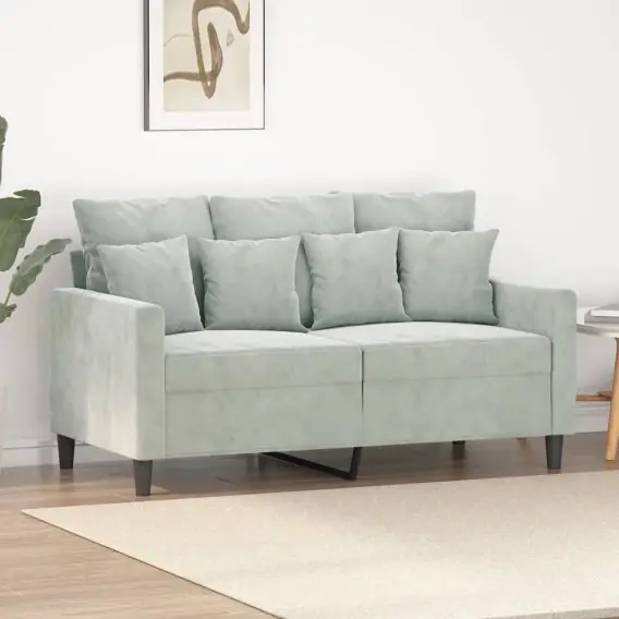 Sofa 2-osobowa, jasnoszara, 120 cm, tapicerowana aksamitem Lumarko! - Hurtownia wielobranżowa Lumarko Bestseller