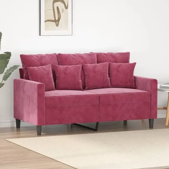 Sofa 2-osobowa, winna czerwień, 120 cm, tapicerowana aksamitem Lumarko! - Hurtownia wielobranżowa Lumarko Super okazja