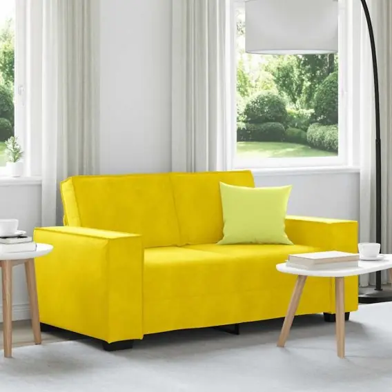 Sofa 2-osobowa, żółta, 120 cm, tapicerowana aksamitem Lumarko! - Hurtownia wielobranżowa Lumarko Ostatnia szansa