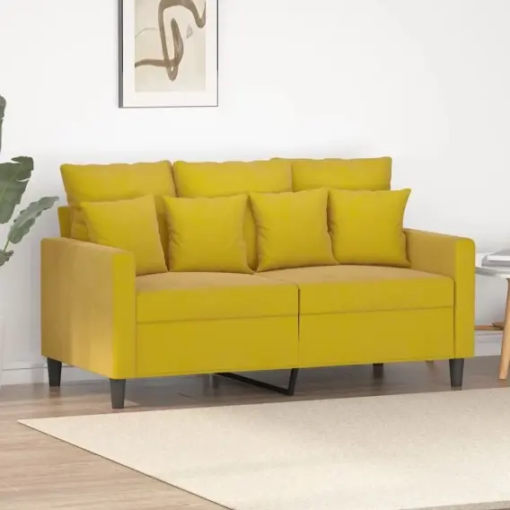 Sofa 2-osobowa, żółta, 120 cm, tapicerowana aksamitem Lumarko! - Hurtownia wielobranżowa Lumarko Bezpieczna płatność