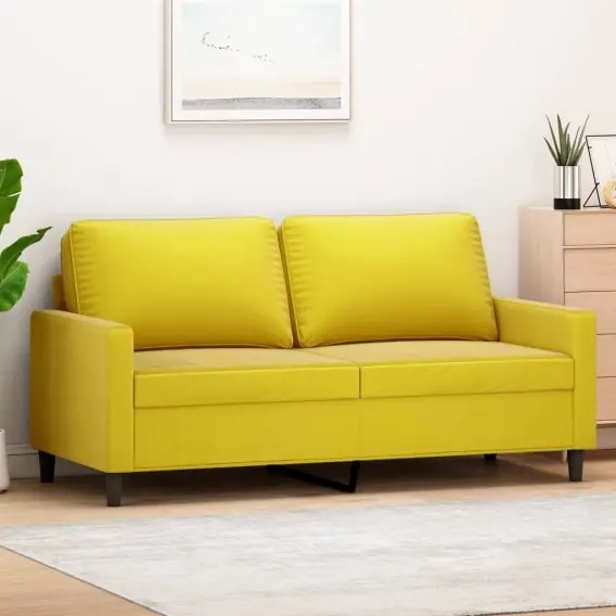 Sofa 2-osobowa, żółta, 140 cm, tapicerowana aksamitem Lumarko! - Hurtownia wielobranżowa Lumarko Bezpieczne zakupy