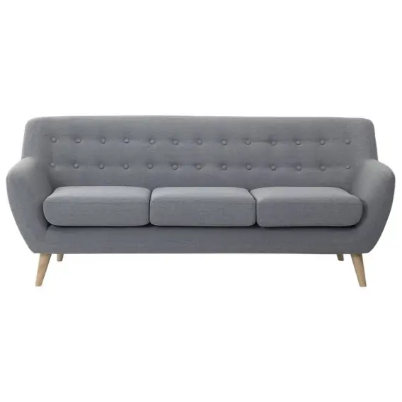 Popularny Sofa dla 3 osób MOTALA Jasnoszary Tkanina Drewno Lumarko