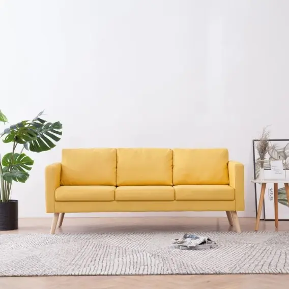 Sofa 3-osobowa tapicerowana tkaniną, żółta Lumarko! - Hurtownia wielobranżowa Lumarko Obniżka ceny
