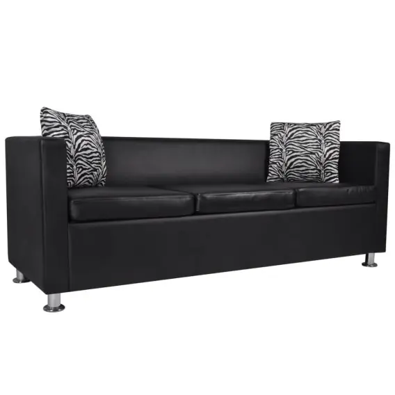 Wyprzedaż Sofa 3-osobowa ze skóry syntetycznej, czarna Lumarko! - Hurtownia wielobranżowa Lumarko