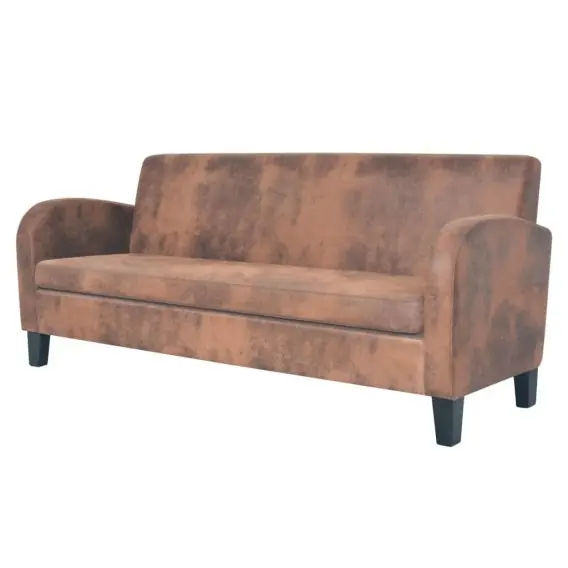 Zamów dziś Sofa 3-osobowa ze sztucznej skóry zamszowej, brązowa Lumarko! - Hurtownia wielobranżowa Lumarko