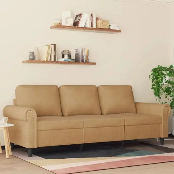 Ograniczona ilość Sofa 3-osobowa, brązowa, 180 cm, tapicerowana aksamitem Lumarko! - Hurtownia wielobranżowa Lumarko