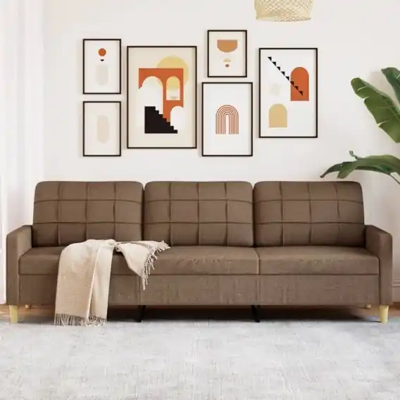 Sofa 3-osobowa, brązowa, 210 cm, tapicerowana tkaniną Lumarko! Lumarko! - Hurtownia wielobranżowa Lumarko Bestseller