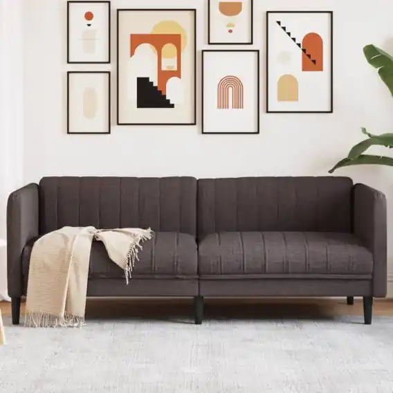 Sofa 3-osobowa, ciemnobrązowa, tapicerowana tkaniną Lumarko! Lumarko! - Hurtownia wielobranżowa Lumarko Wyprzedaż