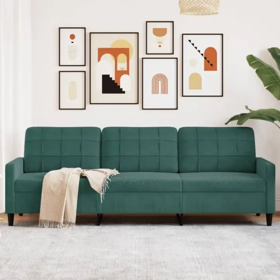 Zniżka Sofa 3-osobowa, ciemnozielony, 210 cm, obita aksamitem Lumarko! Lumarko! - Hurtownia wielobranżowa Lumarko