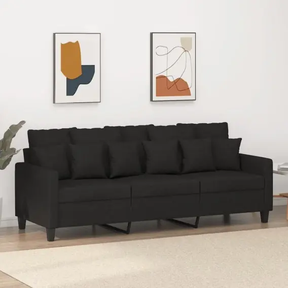 Wybór klientów Sofa 3-osobowa, czarna, 180 cm, tapicerowana tkaniną Lumarko! - Hurtownia wielobranżowa Lumarko