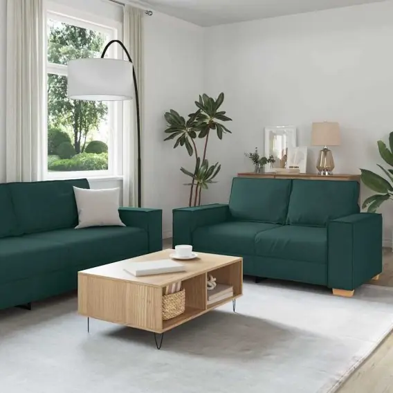 Zamów dziś Sofa 3 pcs Ciemna zieleń 220 x 80 x 84 cm Tkanina lniana - Hurtownia wielobranżowa Lumarko